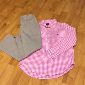 Boys Johnnie O pants & R L button down shirt